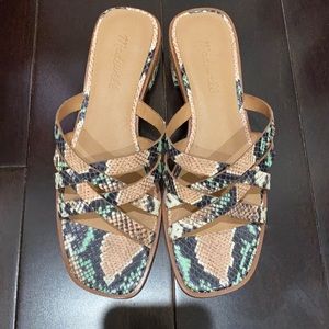 Madewell brand new slides. Never been worn. Size 7, low heel. Snake print.